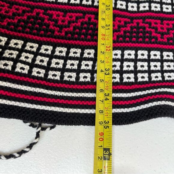 Asos Sweater Knit Tunic Dress Black White Pink Aztec Print Tie Sides Womens 8 - Picture 13 of 14
